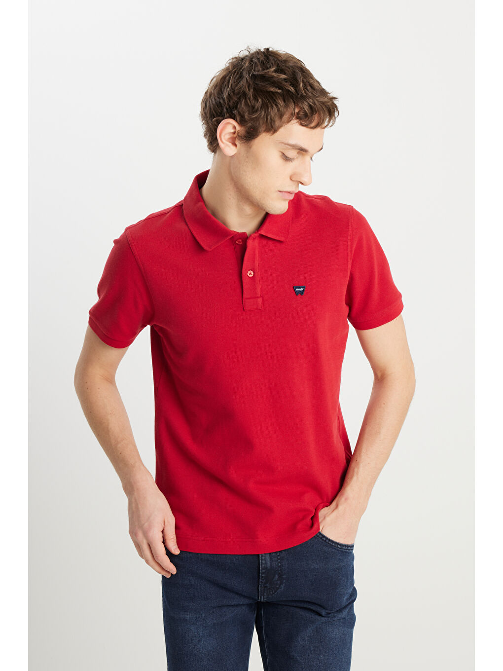 %100 Pamuk Regular Fit Normal Kesim Kırmızı Polo Yaka Tişört-1