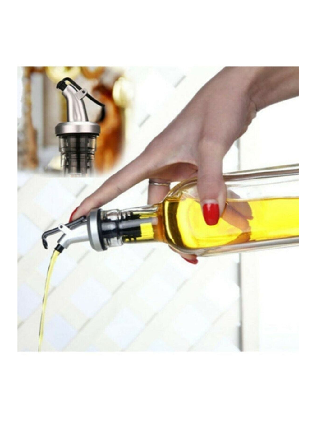 Siyah 6 Adet Kapaklı Şişe Ucu Servis Aparatı Damlalık Yağdanlık Tıpa-3