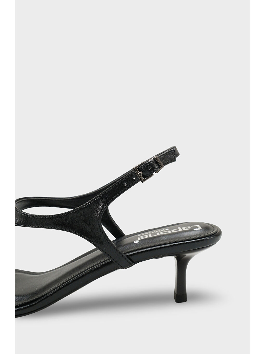 Siyah Corella Yuvarlak Burunlu Parmak Arası Orta Topuklu Kadın Ayakkabı-3