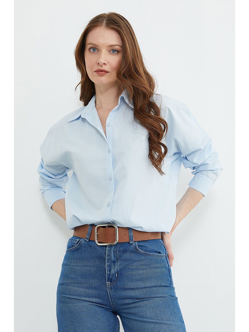 Mavi Basic Düğmeli Gömlek