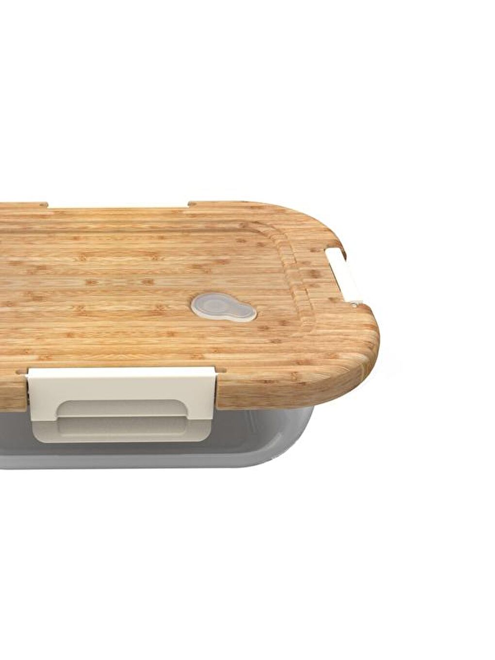 Renksiz Kilitli Bambu Kapaklı Cam Saklama Kabı - Şeffaf - 2800 ml-1