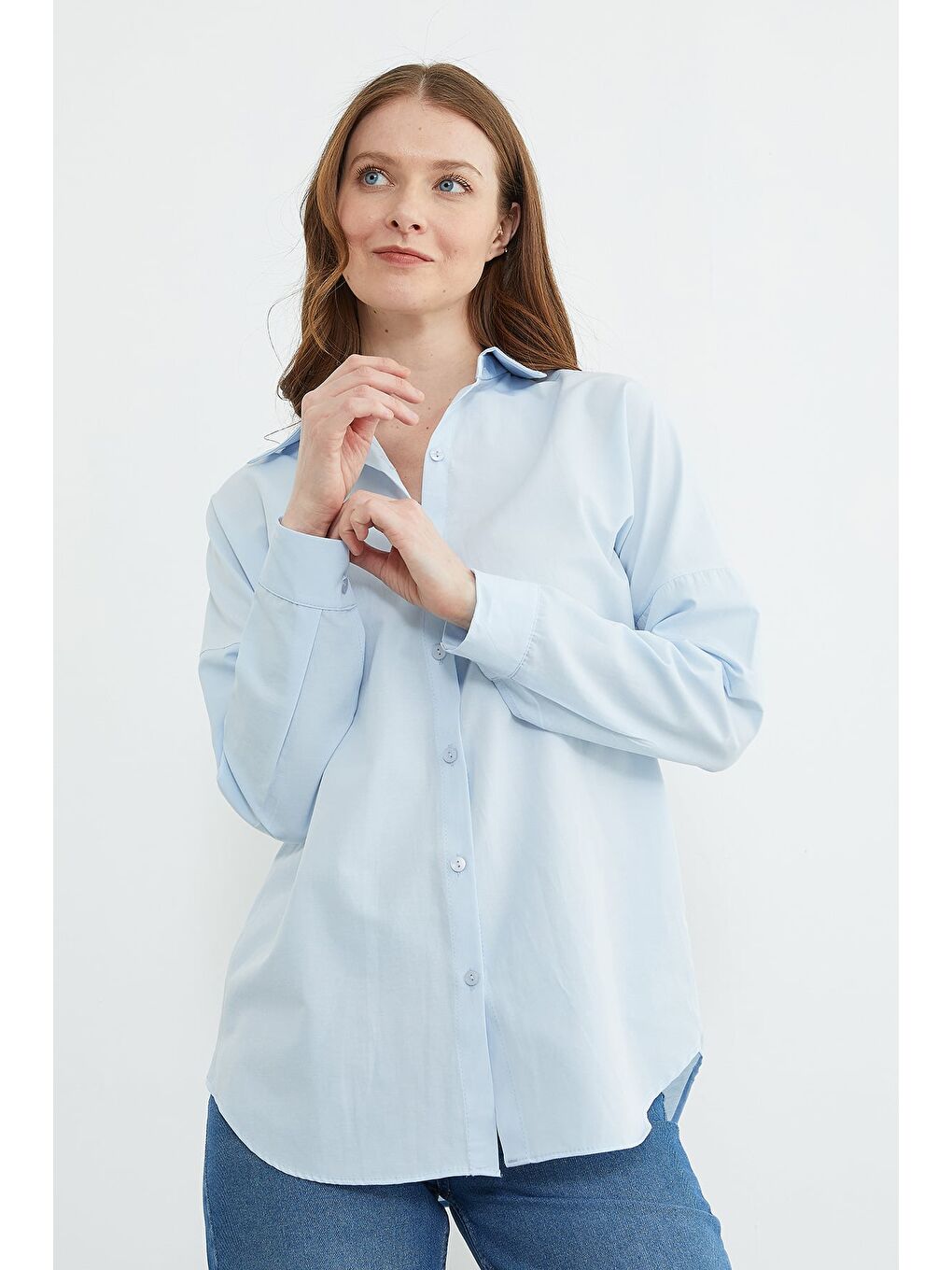 Mavi Basic Düğmeli Gömlek-2