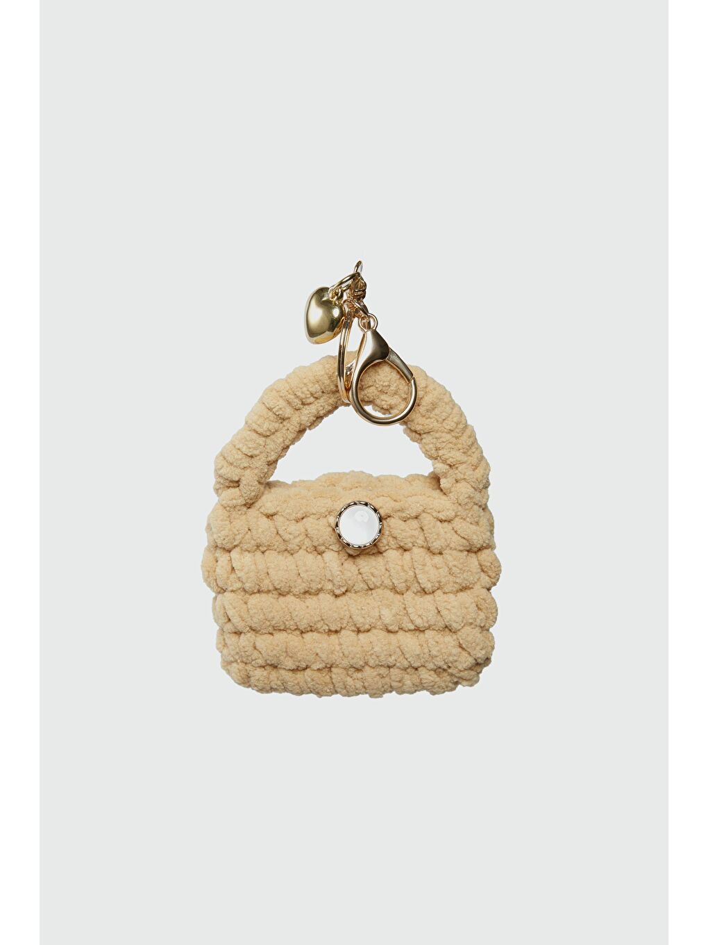 Bej Örgü Çanta Charmı Ve Anahtarlık Aksesuarı