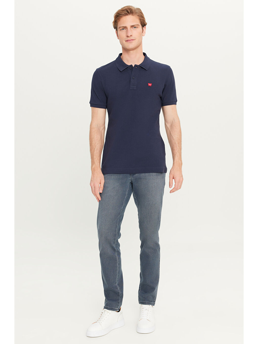 %100 Pamuk Regular Fit Normal Kesim Lacivert Polo Yaka Tişört-2