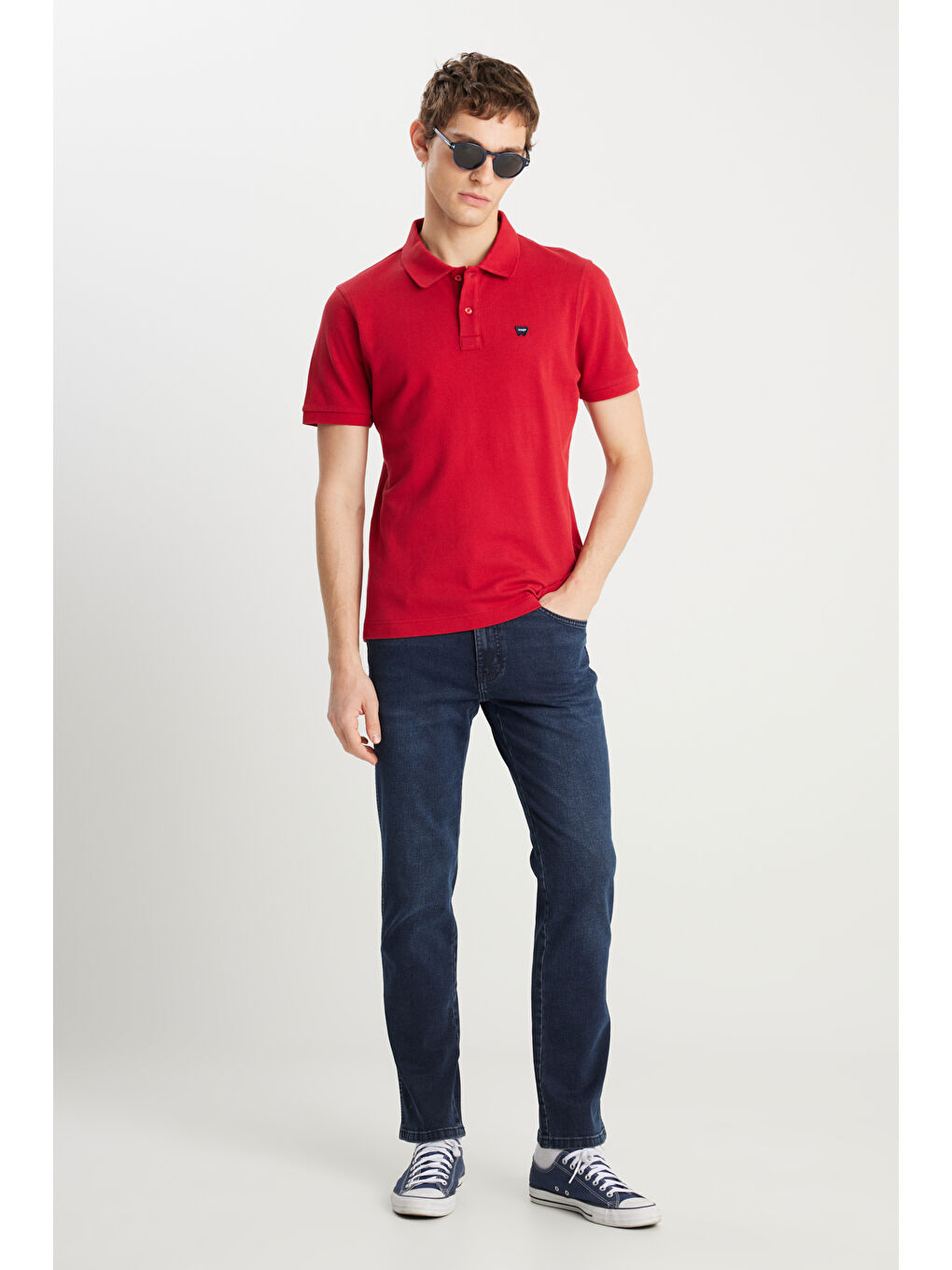 %100 Pamuk Regular Fit Normal Kesim Kırmızı Polo Yaka Tişört-2