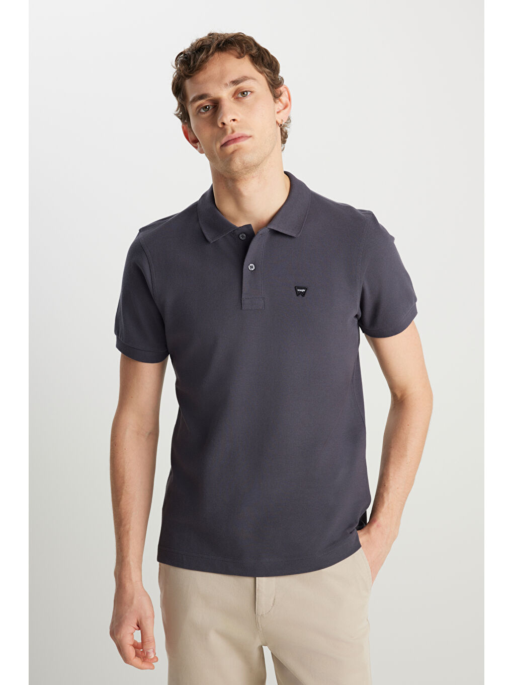 %100 Pamuk Regular Fit Normal Kesim Antrasit Polo Yaka Tişört