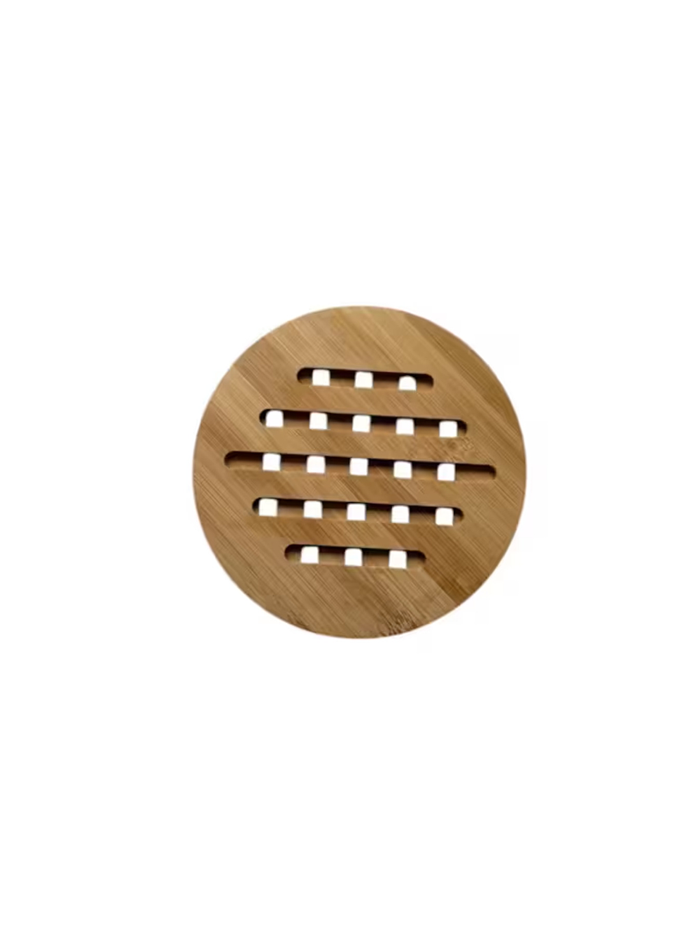 Bej Bambu Çizgili Yuvarlak ve Kare Nihale, Bambu Nihale Tencere, Tava, Çaydanlık Altı Altlık, 17 Cm-1