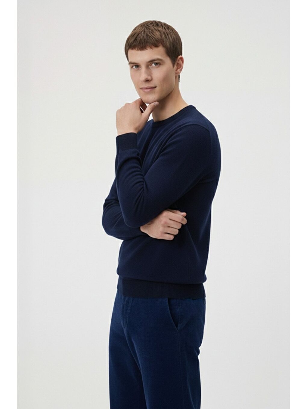 Mavi Standart Fit Pasifik Yün Karışımlı Bisiklet Yaka Düz Desen Uzun Kol Triko Kazak-2