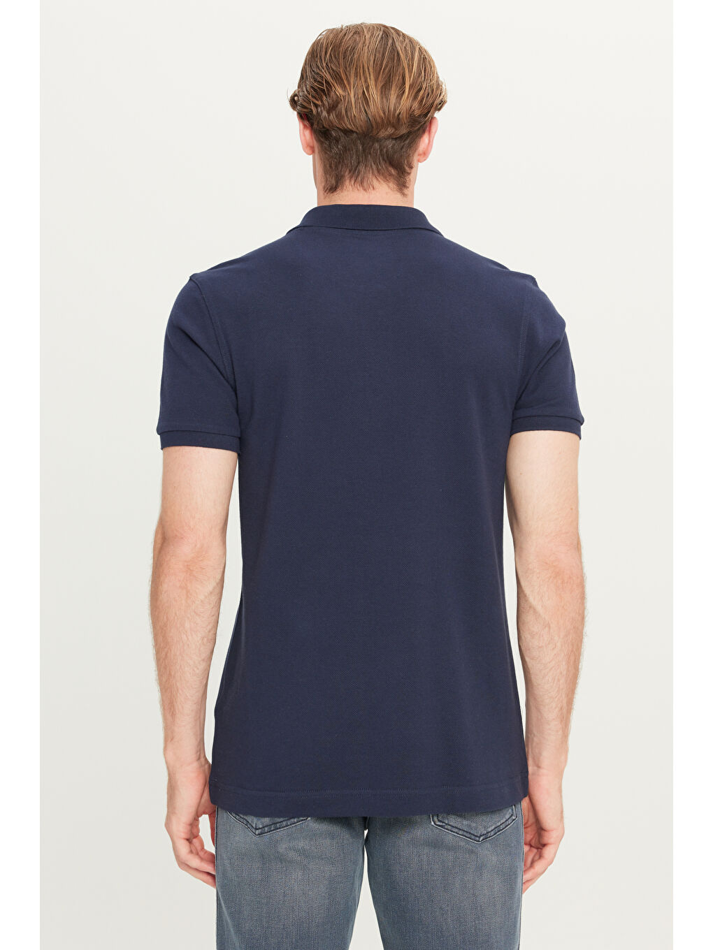 %100 Pamuk Regular Fit Normal Kesim Lacivert Polo Yaka Tişört-4