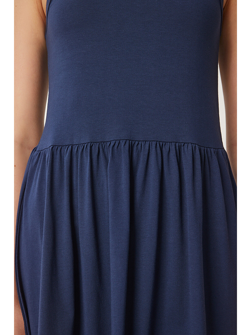 Halter Yaka Basic Yazlık Örme Elbise Lacivert Lcr0053-2