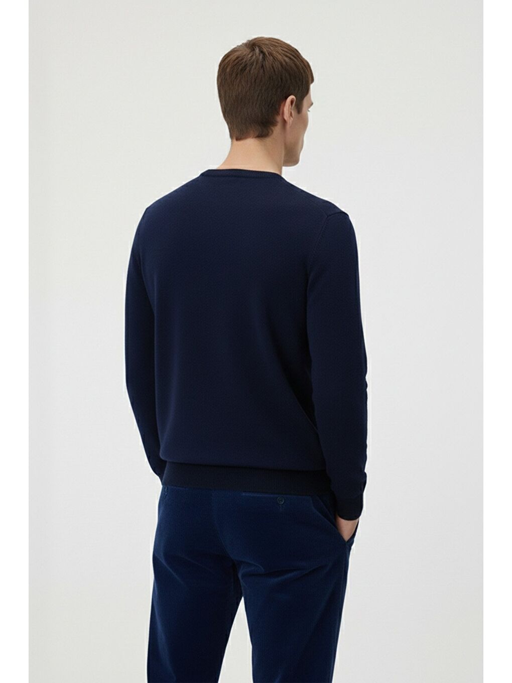 Mavi Standart Fit Pasifik Yün Karışımlı Bisiklet Yaka Düz Desen Uzun Kol Triko Kazak-3