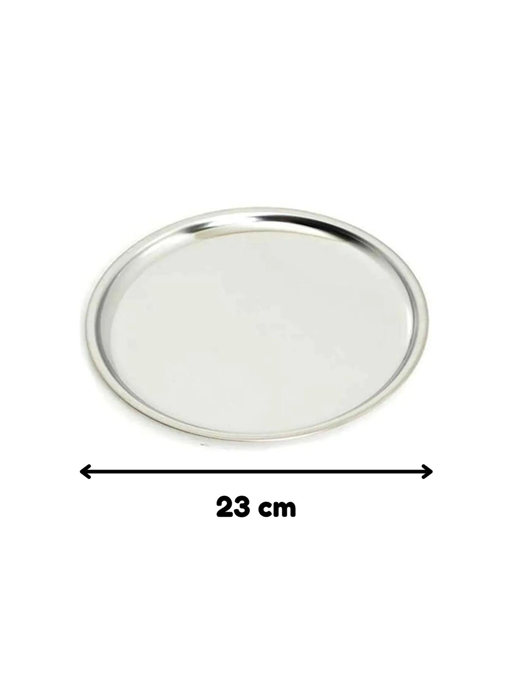 Gri Paslanmaz Çelik 2 Adet 23 Cm Yuvarlak Servis Tabağı-2