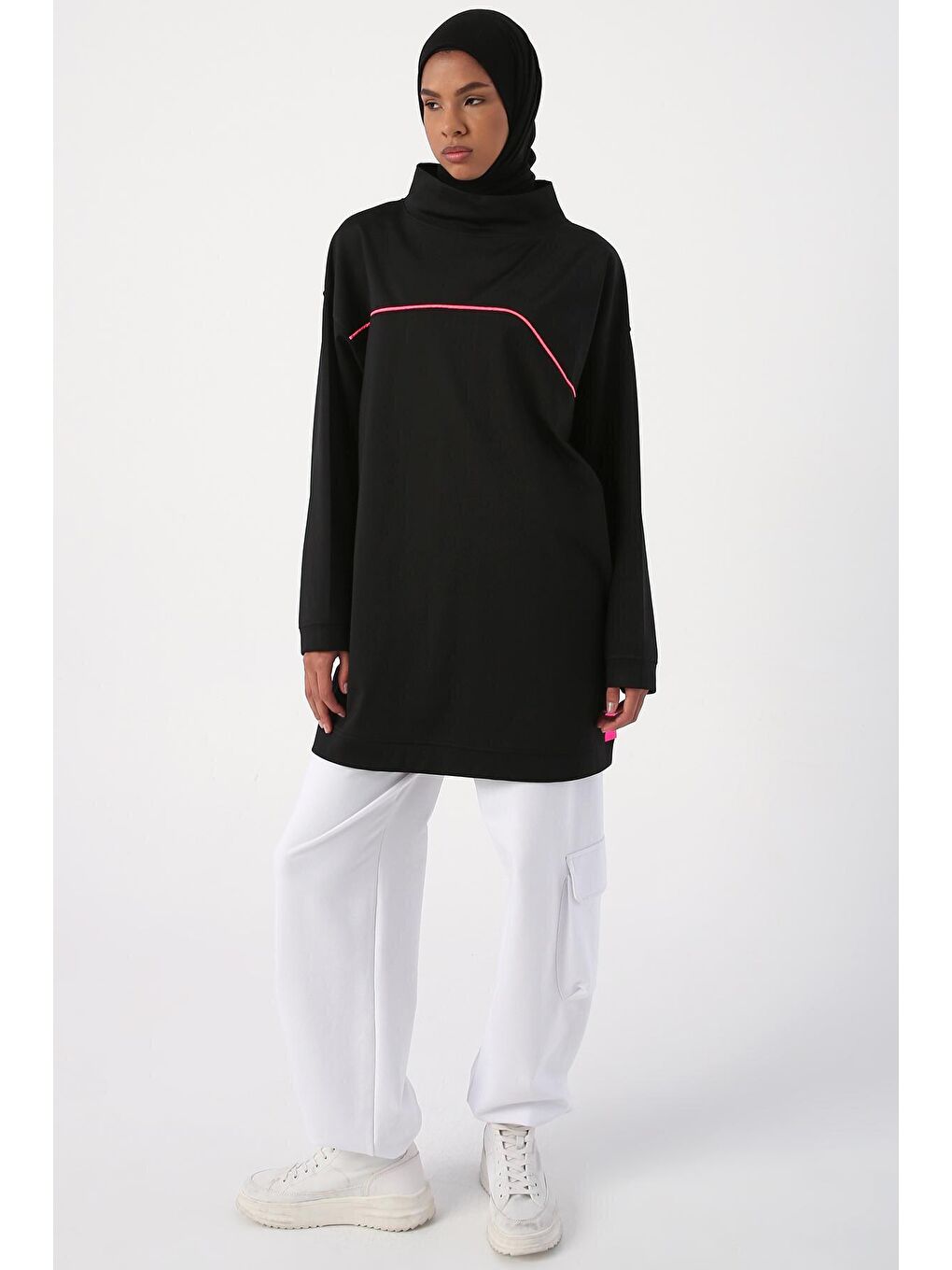 ALLDAY Siyah Neon Detaylı Oversize Sweat Tunik - 4