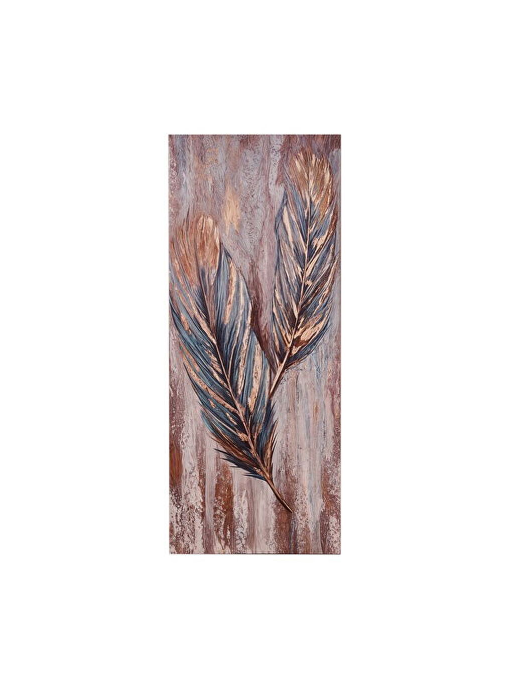 Karışık Deco Leaf Kanvas Tablo - Renkli - 50x120 cm-1