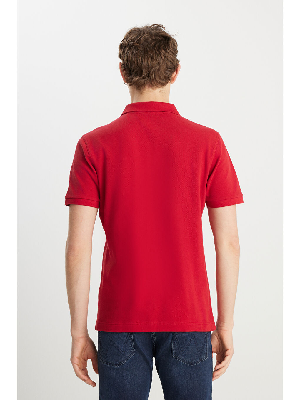%100 Pamuk Regular Fit Normal Kesim Kırmızı Polo Yaka Tişört-4