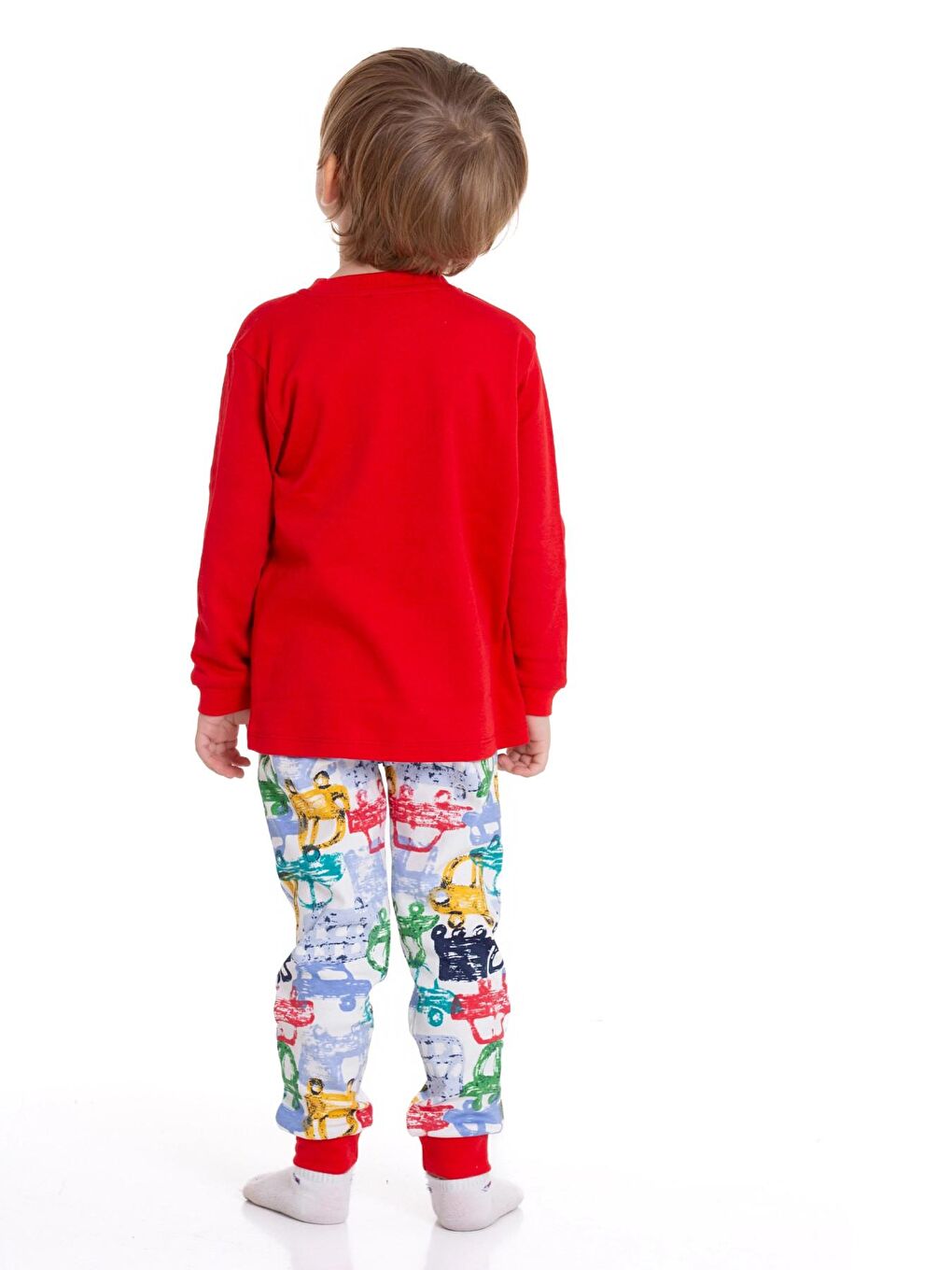 Kırmızı Araba Baskılı Pijama Takımı 54211-4