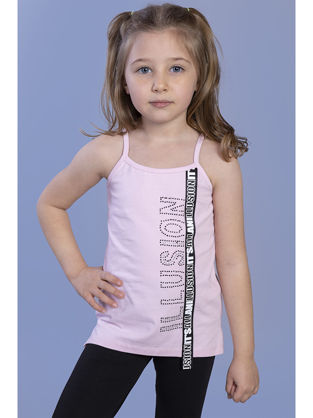Toontoykids Pembe Kız Çocuk Illusion Baskılı Şerit Aksesuarlı Atlet