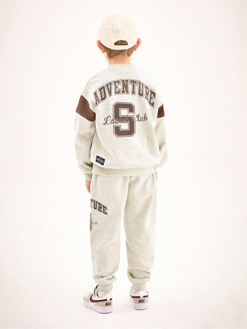 Karışık Erkek Çocuk Pamuklu Gri Melanj Adventure Baskılı Eşofman Alt-Üst Takım-1