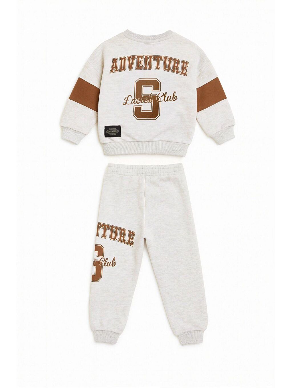 Karışık Erkek Çocuk Pamuklu Gri Melanj Adventure Baskılı Eşofman Alt-Üst Takım-2