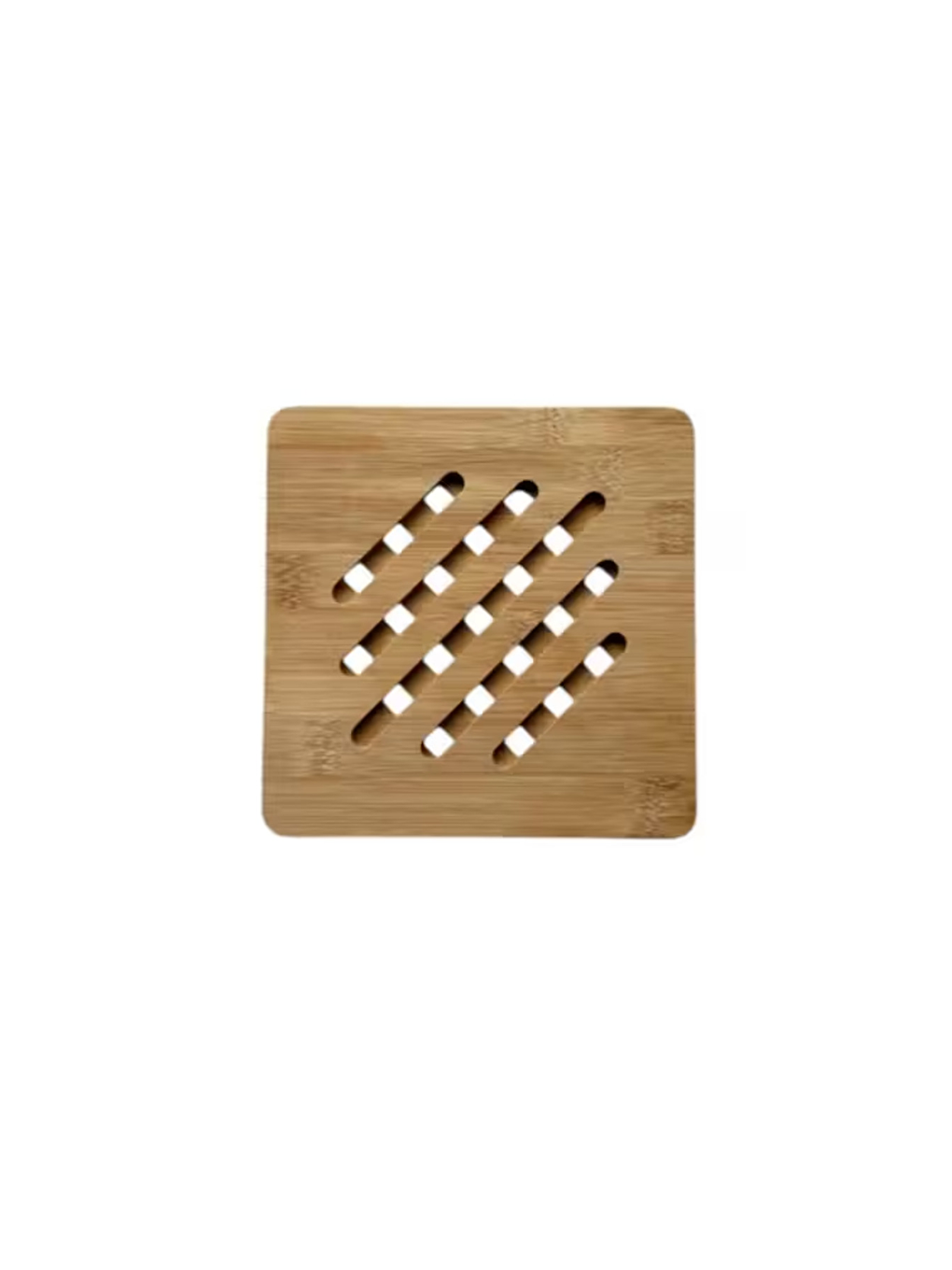 Bej Bambu Çizgili Yuvarlak ve Kare Nihale, Bambu Nihale Tencere, Tava, Çaydanlık Altı Altlık, 17 Cm-5