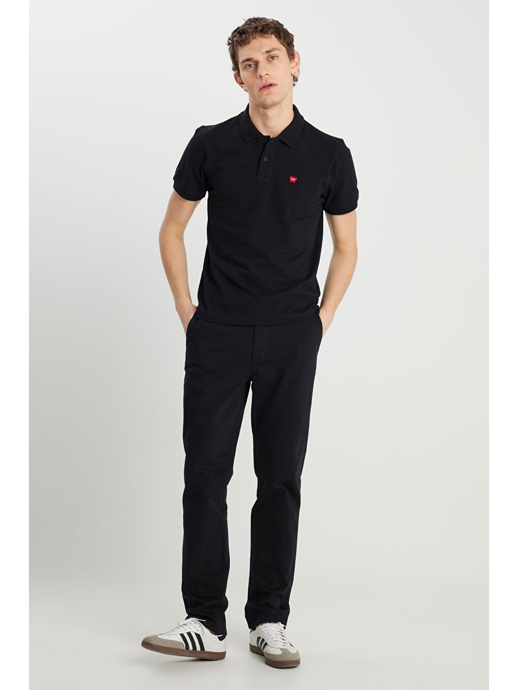 %100 Pamuk Regular Fit Normal Kesim Siyah Polo Yaka Tişört-2