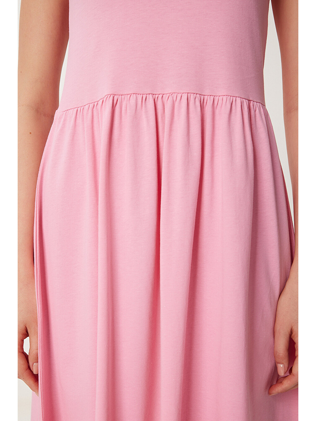 Pembe Halter Yaka Basic Yazlık Örme Elbise PEMBE LCR0053-3