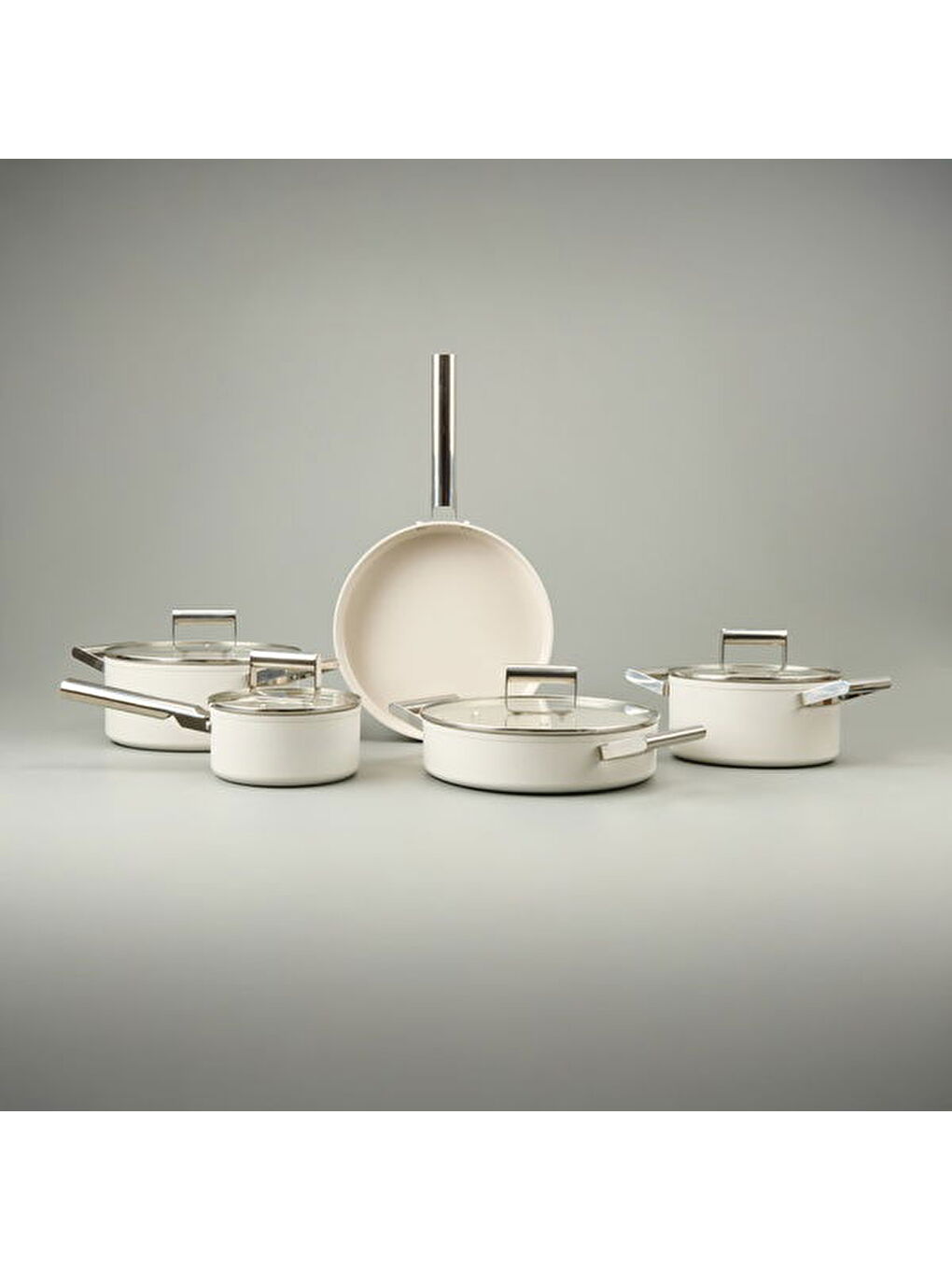 Ekru Monza 9 Parça Tencere Seti - Krem