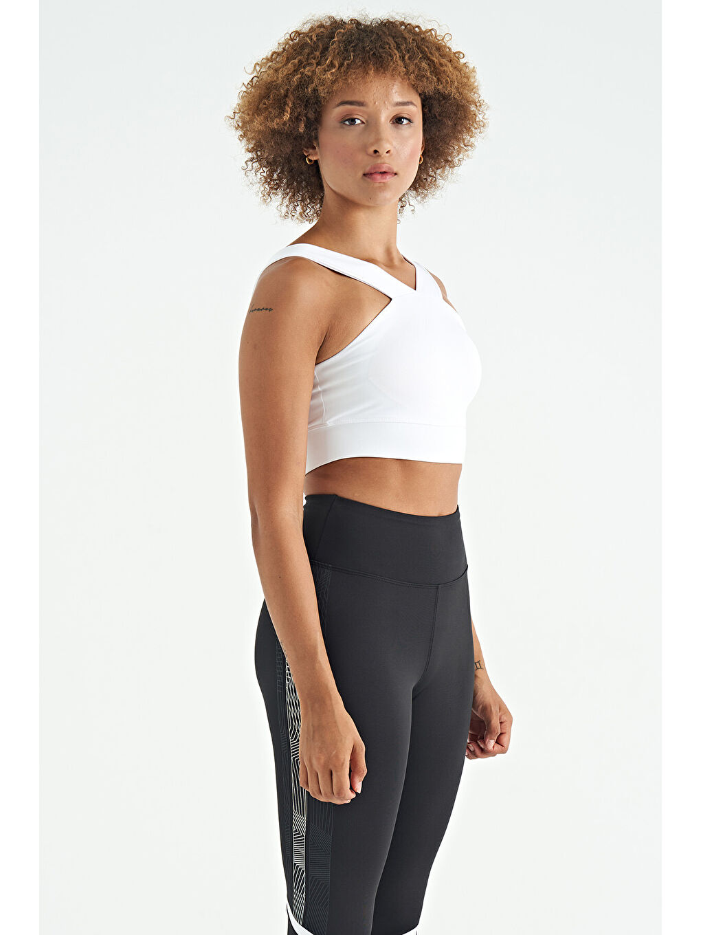 Beyaz Logo Baskılı Dar Kalıp Dalgıç Kumaş Kadın Büstiyer - 97259-3