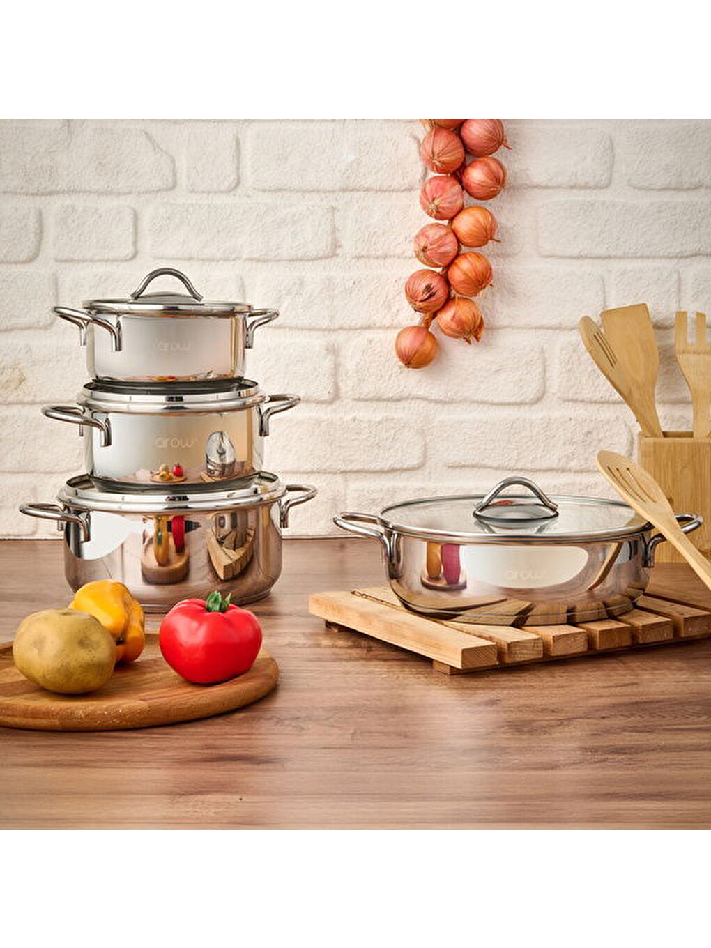 Gri Azure 8 Parça Tencere Seti - Inox