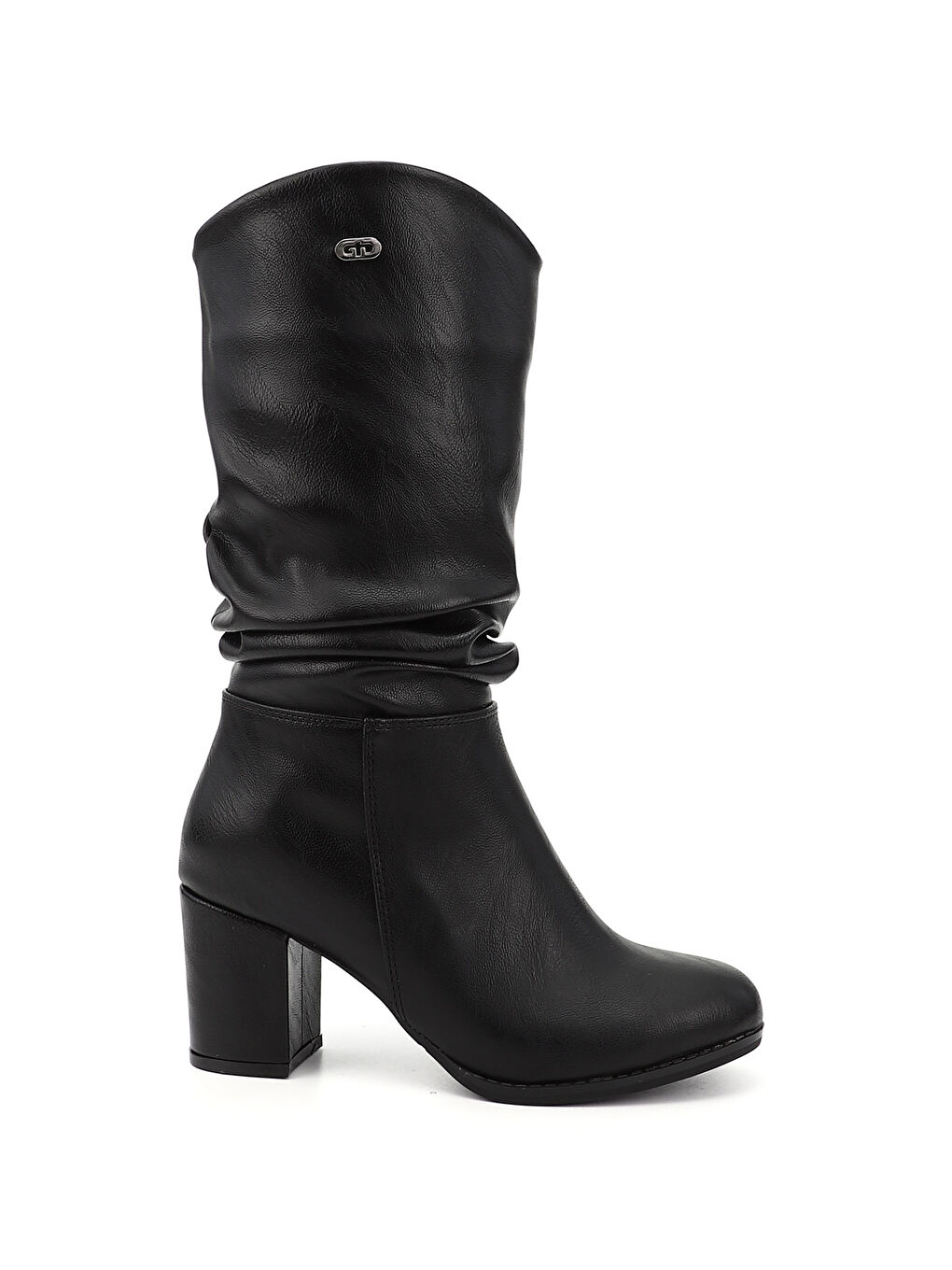 Mor Kadın ZÜMRÜT-SİYAH Yuvarlak Burun Körüklü Kalın Topuklu Çizme