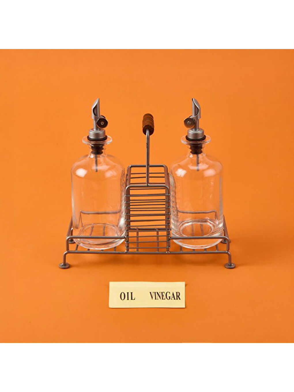 Renksiz Julia Metal 2'li Cam Yağlık - Şeffaf / Siyah - 200 ml