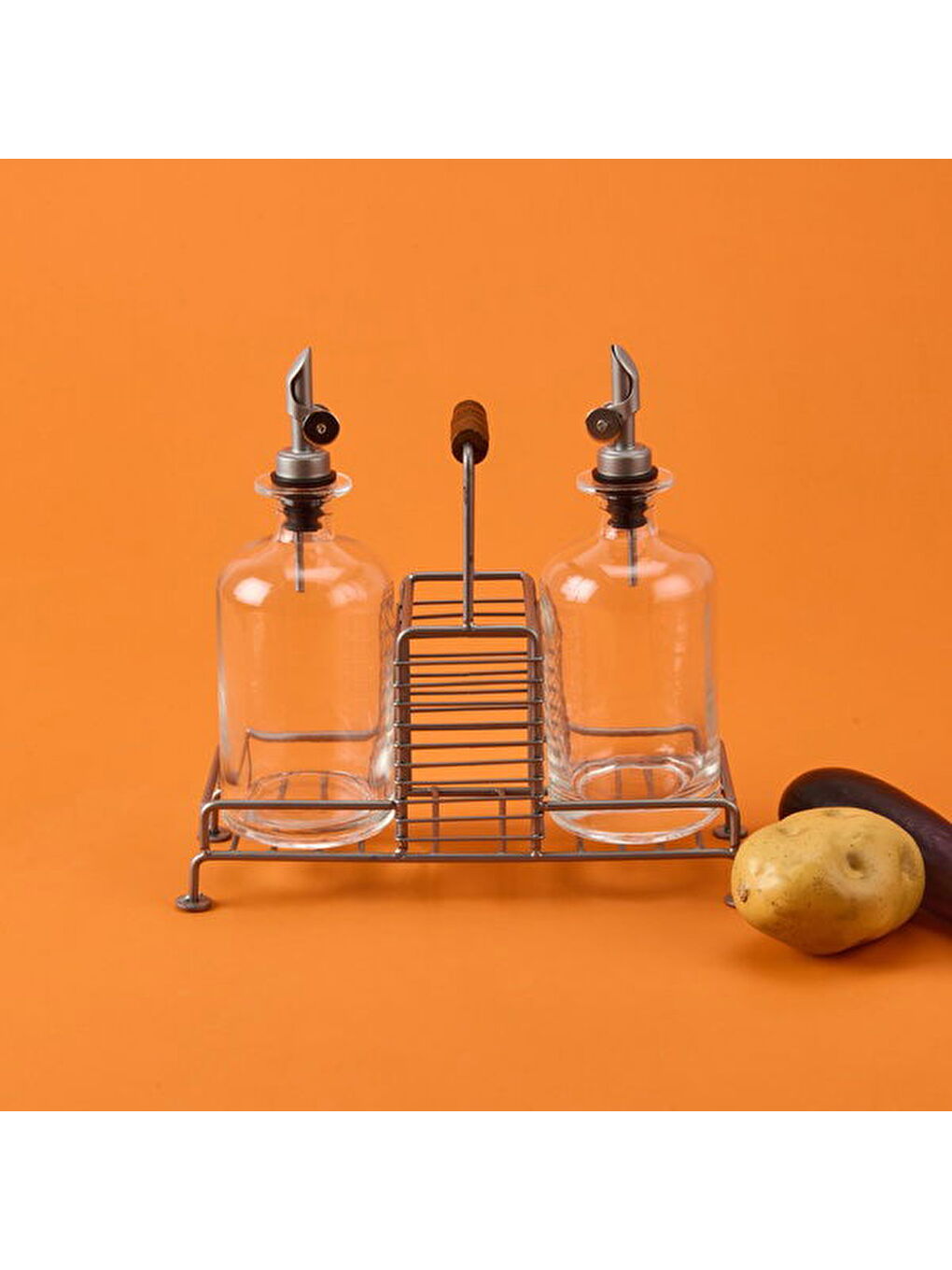 Renksiz Julia Metal 2'li Cam Yağlık - Şeffaf / Siyah - 200 ml-1