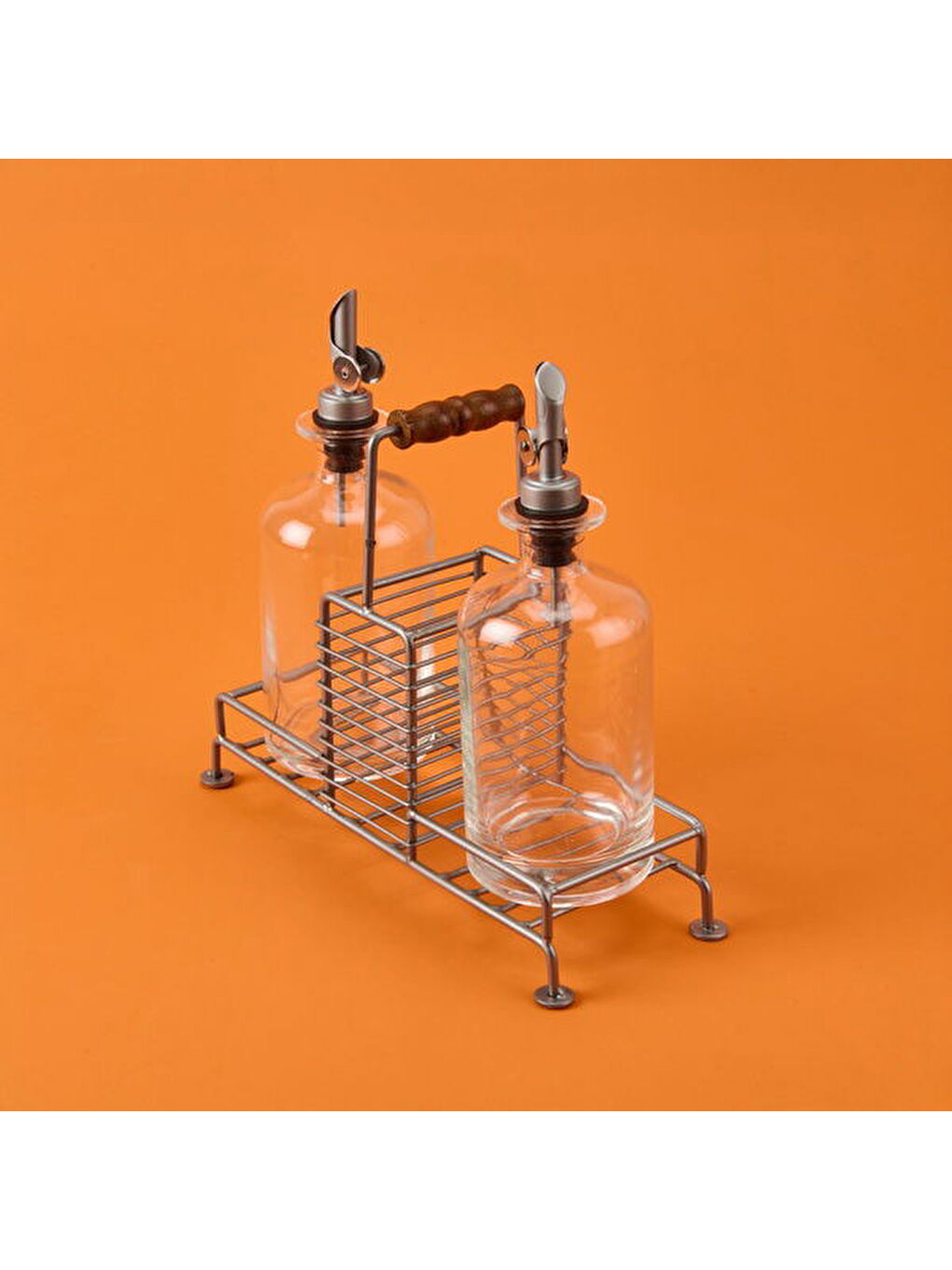 Renksiz Julia Metal 2'li Cam Yağlık - Şeffaf / Siyah - 200 ml-2