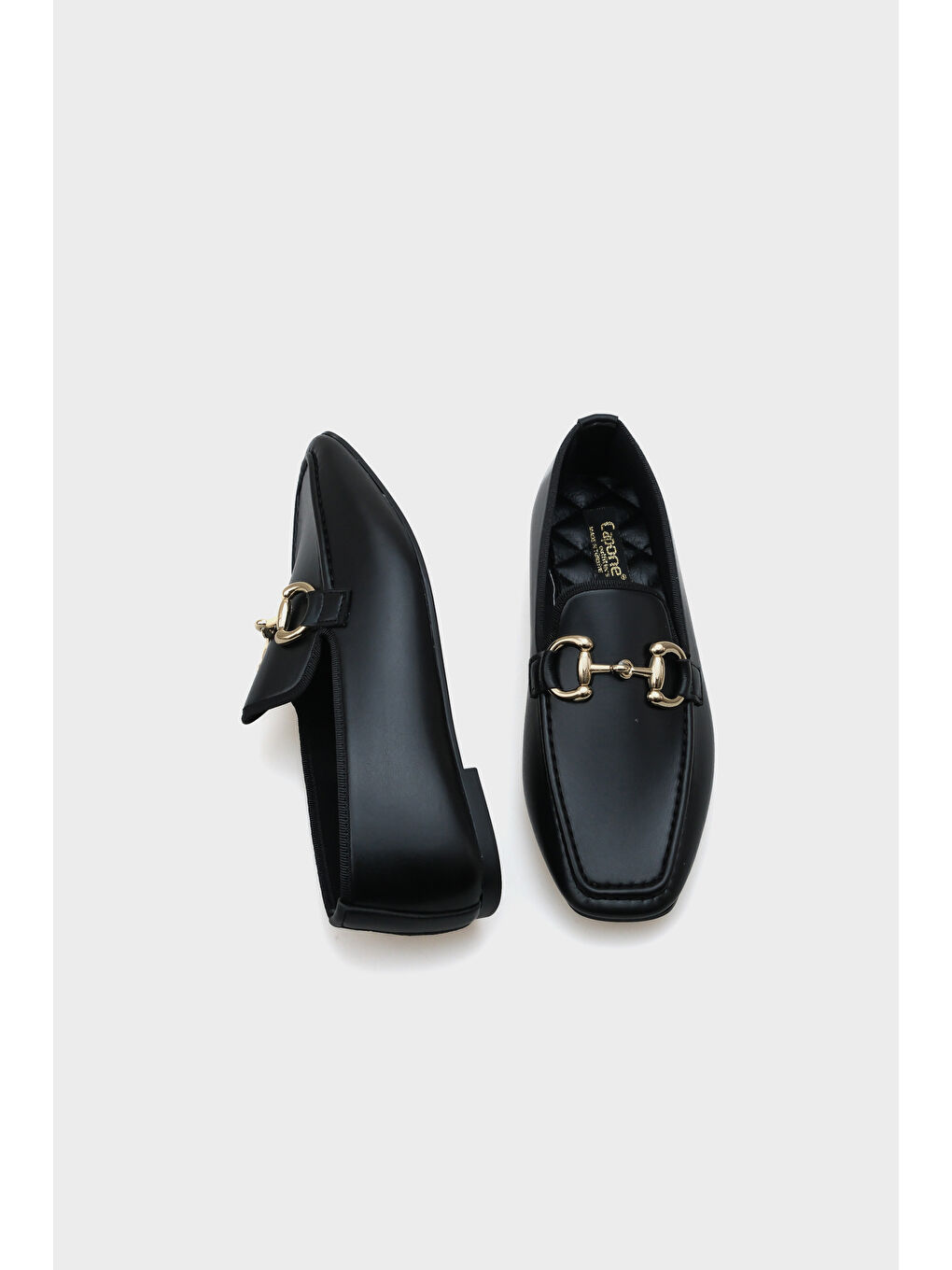 Siyah Candi Metal Tokalı Kadın Loafer-4