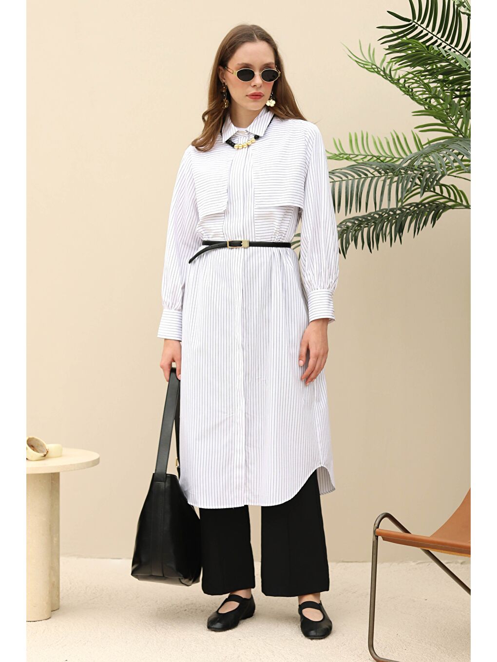 Rüzgarlıklı Uzun Gömlek Beyaz-2