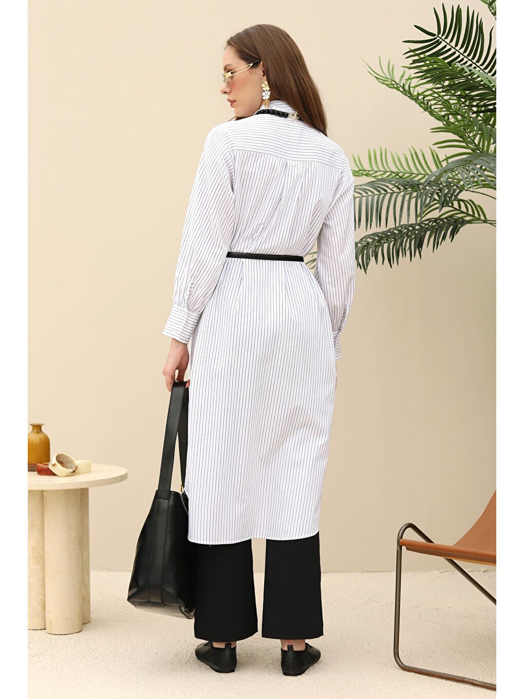 Rüzgarlıklı Uzun Gömlek Beyaz-4