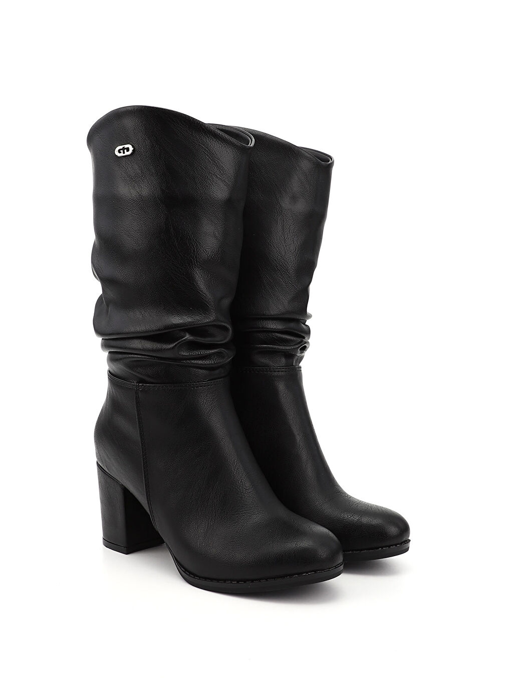 Mor Kadın ZÜMRÜT-SİYAH Yuvarlak Burun Körüklü Kalın Topuklu Çizme-1