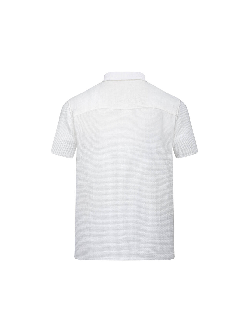 Beyaz Comfort Fit Düğmeli Yaka 100% Pamuk Kısa Kollu Casual Gömlek-2