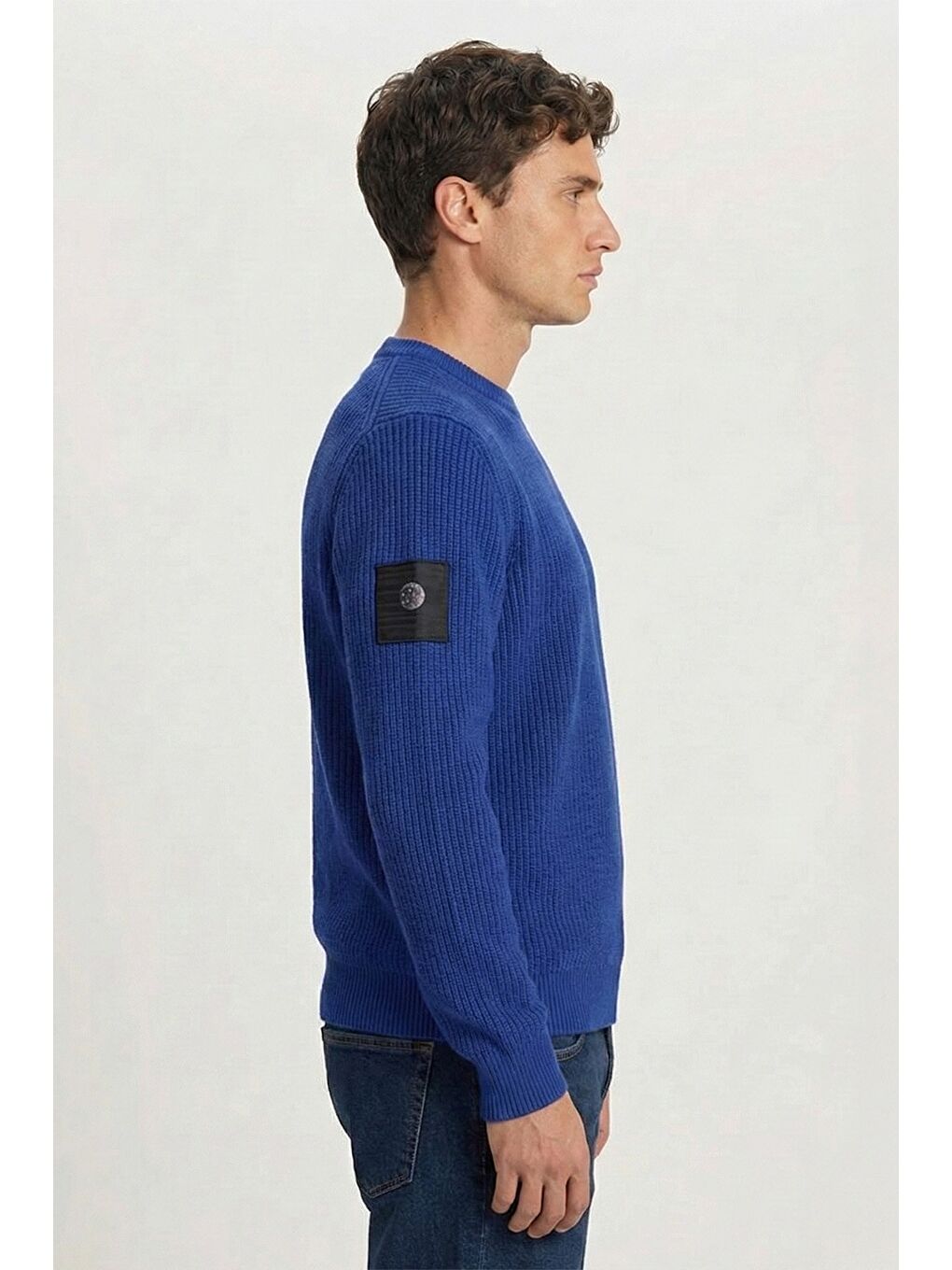 Giotelli Saks Mavi Regular Fit Yünlü Bisiklet Yaka Triko Kazak-1