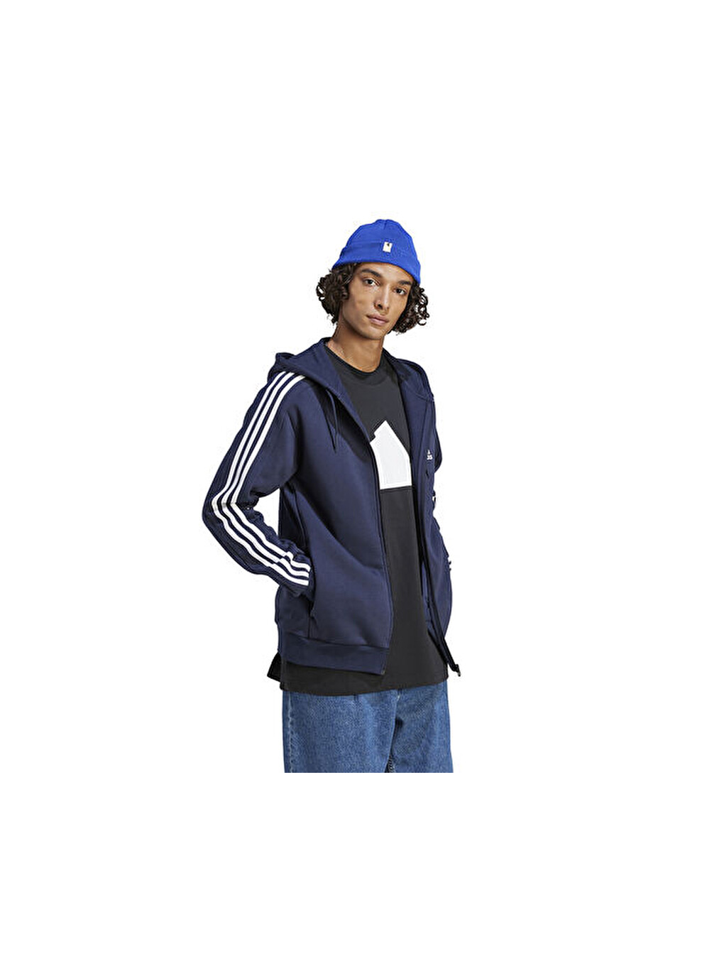 M 3s Fl Fz Hd Erkek Fermuarlı Sweatshirtıj6478 Mavi-2