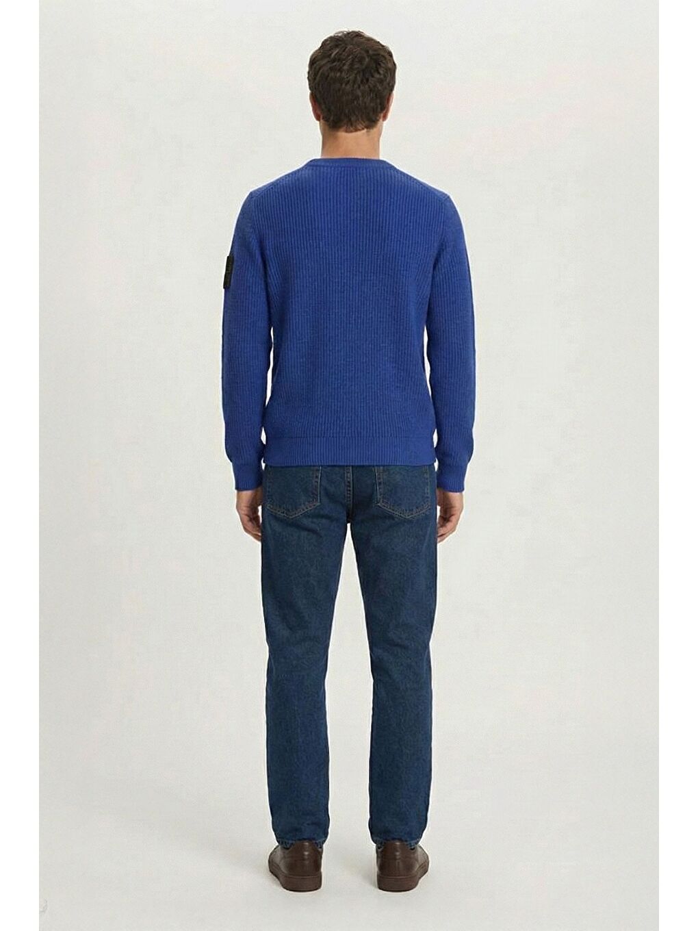 Giotelli Saks Mavi Regular Fit Yünlü Bisiklet Yaka Triko Kazak-2