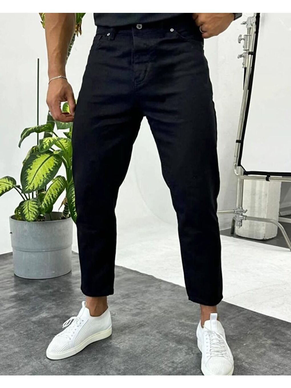 Erkek Siyah Mom Jean