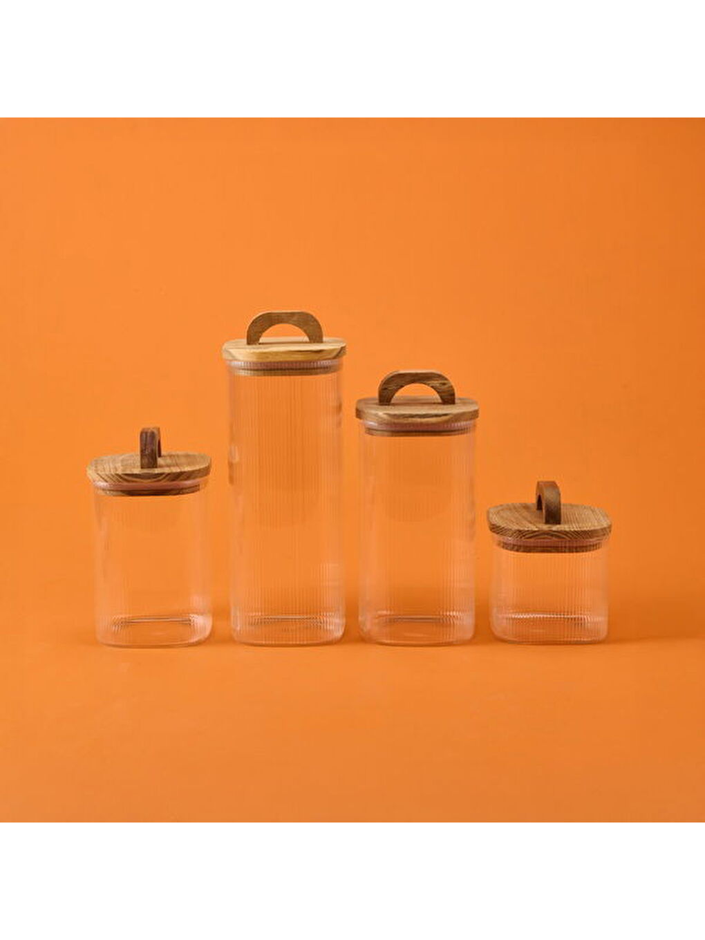 Beyaz Regina 4'lü Cam Kavanoz - Şeffaf / Açık Kahverengi-5