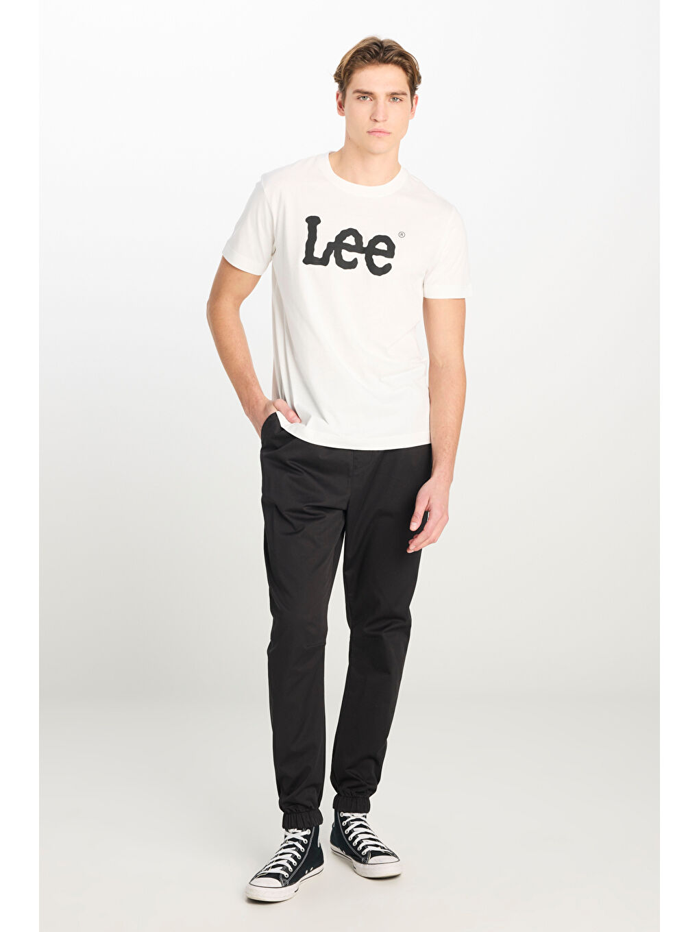 %100 Pamuk Regular Fit Normal Kesim Bisiklet Yaka Beyaz Tişört-2