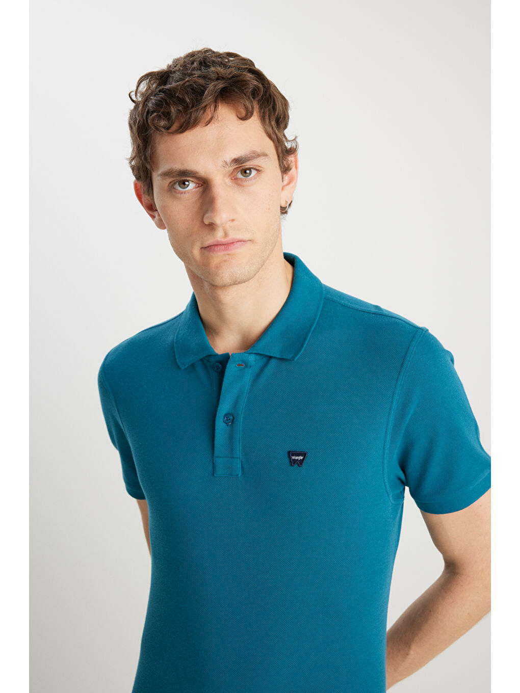 %100 Pamuk Regular Fit Normal Kesim Petrol Rengi Polo Yaka Tişört-3