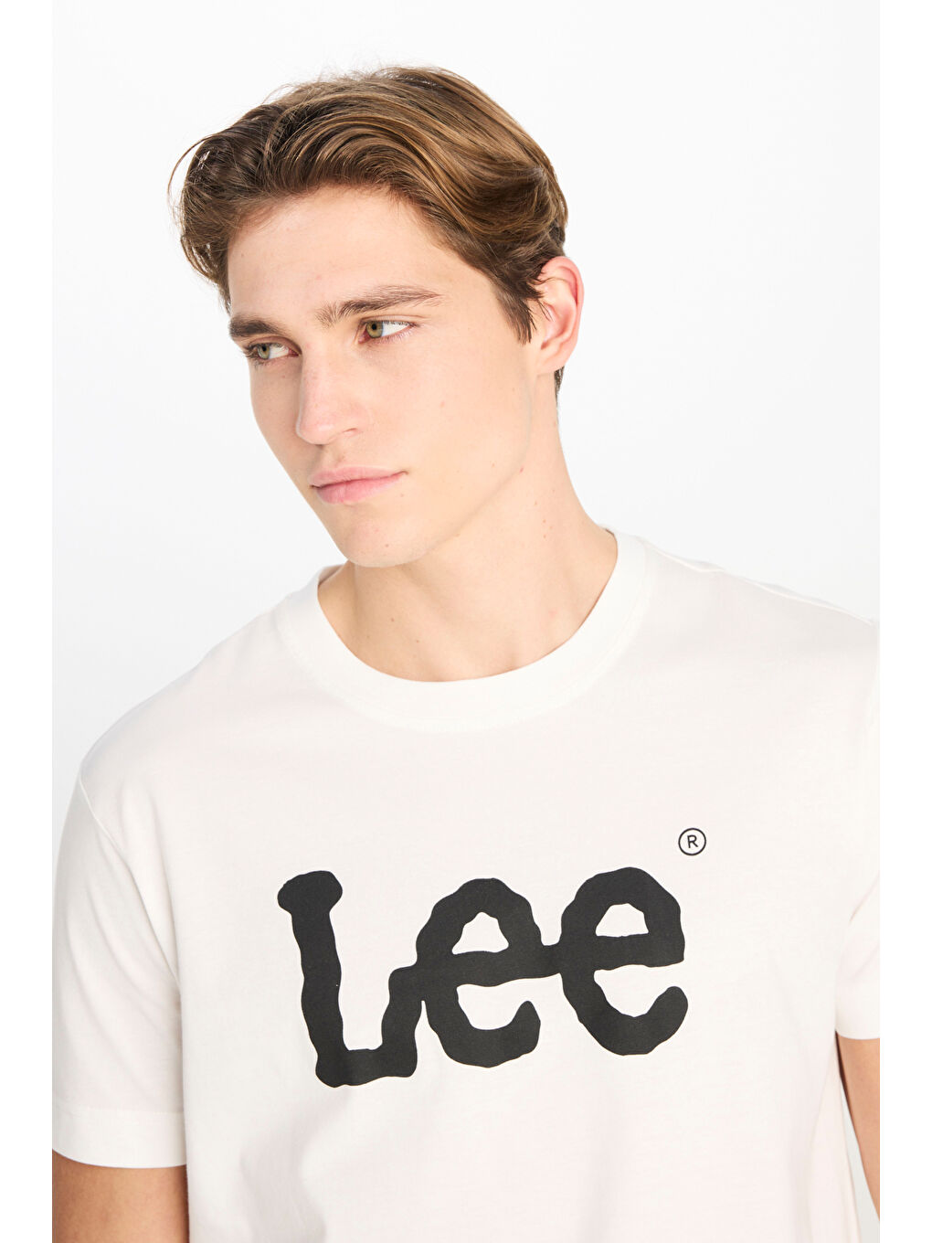 %100 Pamuk Regular Fit Normal Kesim Bisiklet Yaka Beyaz Tişört-3