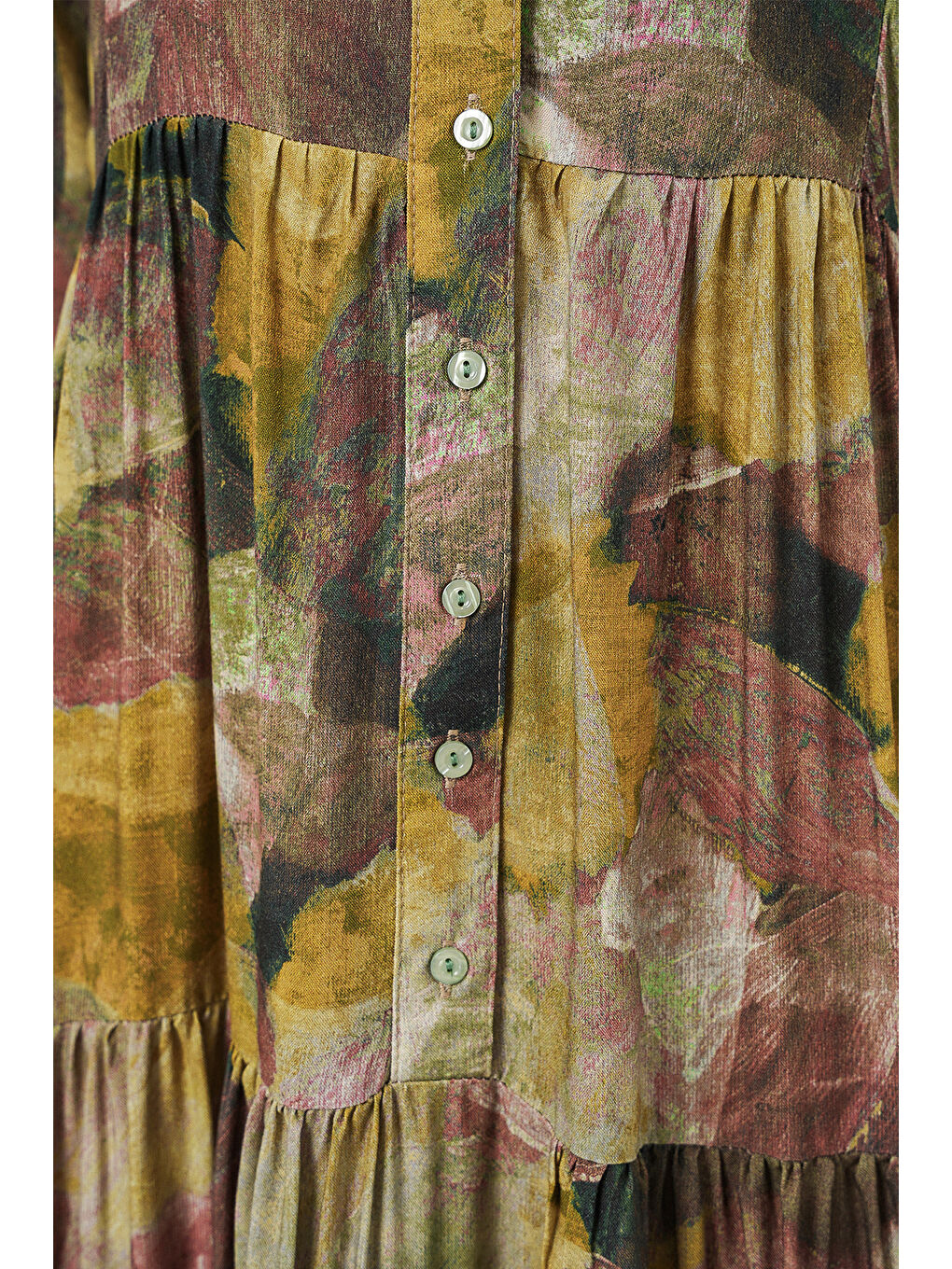 Kadın Desenli Uzun Tesettür Elbise 2585 - A.Yeşil-5