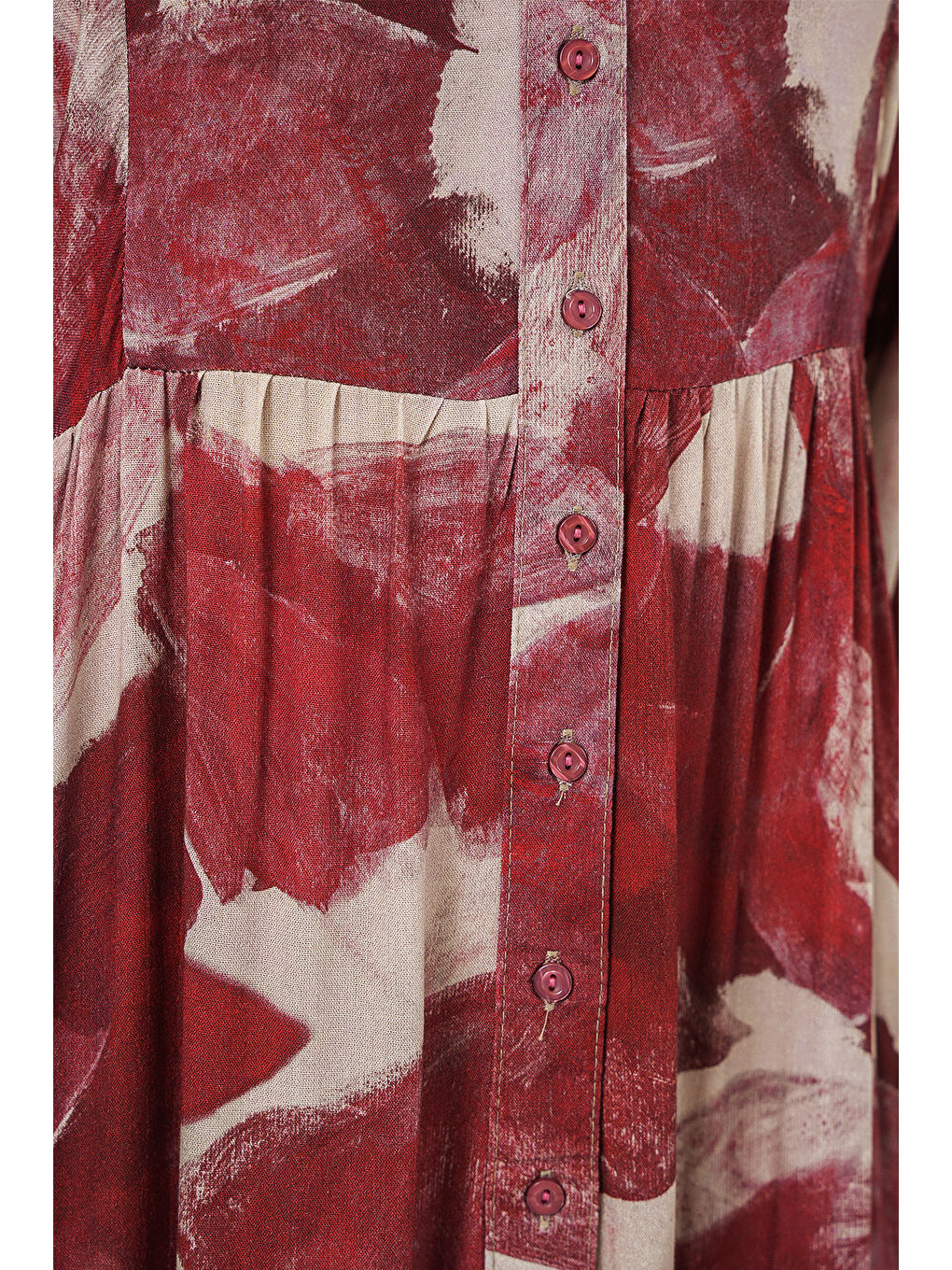 Kadın Desenli Uzun Tesettür Elbise 2585 - D. Bordo-5