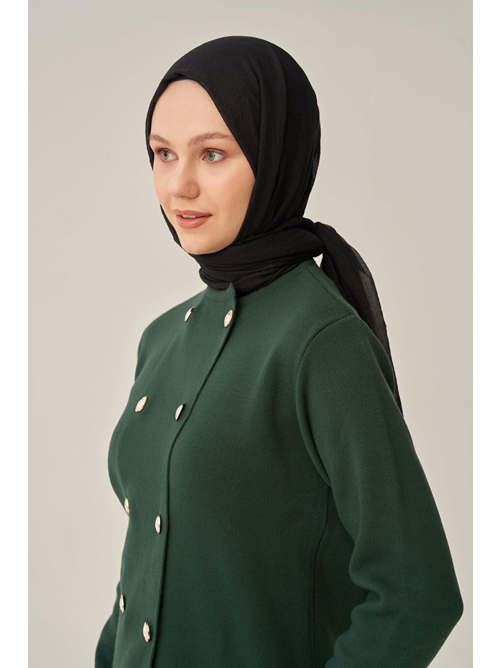 Yeşil Zümrüt-Kısa Form Ceket Hırka-3