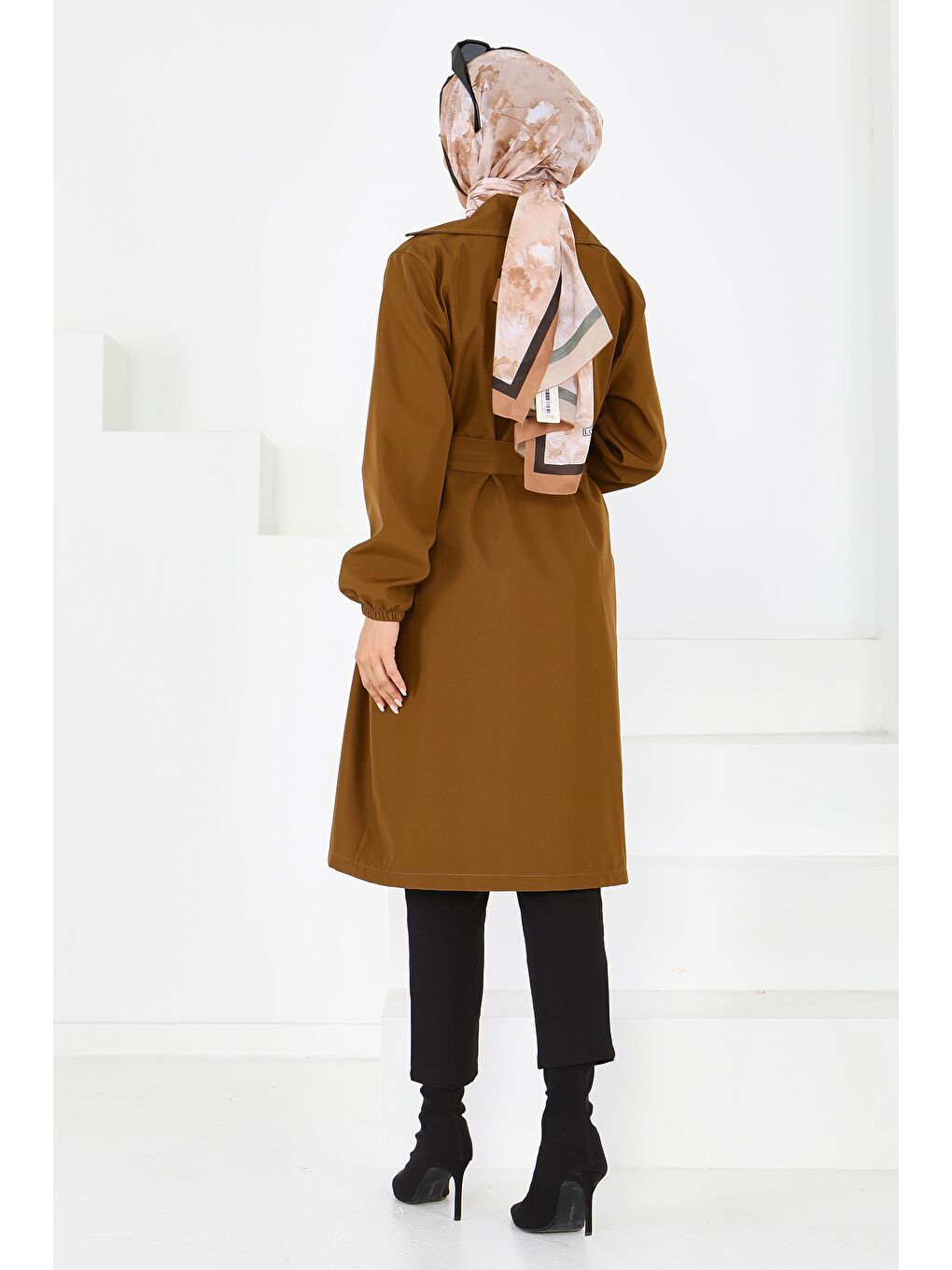 Kahverengi Düğmeli Kuşaklı Miranda Trençkot Taba - 27614-4